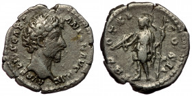 Marcus Aurelius (Caesar, 139-161) AR Denarius (Silver, 3,39g, 18mm) Rome, 156-157. Obv: AVRELIVS CAES ANTON AVG PII F - Bare head of Marcus Aurelius t...