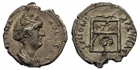 Faustina Maior (wife of Antoninus Pius, died 141 ) AR Denarius (Silver, 17mm, 2,69g) Rome, after 141 
Obv: FAVSTINA AVGVSTA - draped bust right 
Rev: ...