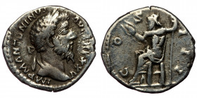 Marcus Aurelius (161–180) AR Denarius (Silver, 3,20g, 19mm) Rome, 171, 
Obv: M ANTONINVS AVG TR P XXV - Laureate head right 
Rev: COS III - Jupiter se...