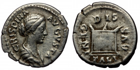 Crispina (Augusta, 178-182) AR Denarius (Silver, 3,00g, 20mm) Rome
Obv: CRISPINA AVGVSTA - Draped bust of Crispina right.
Rev: DIS GENITALIBVS - Light...