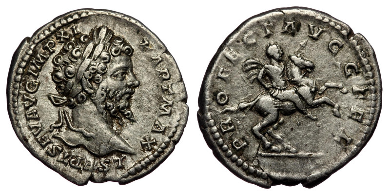 Septimius Severus (193-211) AR denarius (Silver, 3,75g, 19mm) Rome, 200
Obv: Obv...