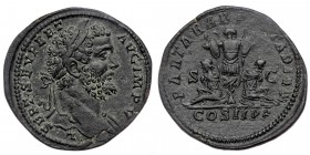 Septimius Severus AE Sestertius. Rome, AD 195. ( Bronze. 26.10 g. 34 mm)
L SEPT SEV PERT AVG IMP V, laureate and cuirassed bust to right.
Rev: PART ...