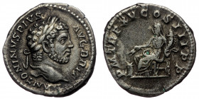 Caracalla (198-217) AR denarius (Silver, 3.09g. 18mm), Rome. 212. 
Obv: ANTONINVS PIVS AVG BRIT - laureate bust right
Rev: PM T R P XV - COS III P P -...