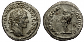 Caracalla (198-217) AR denarius (Silver, 2,94g, 19mm), Rome, 215 
Obv: ANTONINVS PIVS AVG GERM - laureate head right
Rev: P M TR P XVIII COS IIII P P ...