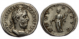 Macrinus (217-218) AR Denarius (Silver, 20mm, 3.46g) Rome, March-June 218. 
Obv: IMP C M OPEL SEV MACRINVS AVG - Laureate and draped bust of Macrinus ...