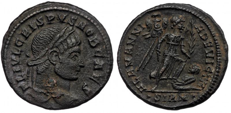 Crispus, as Caesar AD 316-326. Sirmium AE Follis ( Bronze. 3.68 g. 20 mm)
FL IVL...