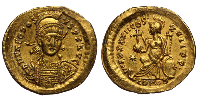 Theodosius II, Eastern Roman Empire (AD 402-450) AV solidus (Gold, 22mm, 4.47g) ...