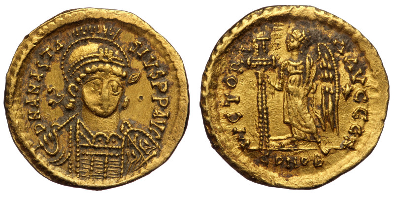 Anastasius I (491-518) AV Solidus (Gold, 4,50, 20mm) Constantinople, 491-518
Obv...