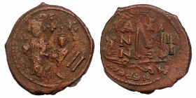 Heraclius with Heraclius Constantine AD 610-641. Constantinople Follis /Overstruck/ ( Bronze. 9.56 g. 30 mm)
Heraclius, on left, and Heraclius Consta...