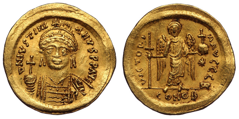 Justinian I the Great (AD 527-565). AV solidus (Gold 4.50 g. 22 mmh). Constantin...