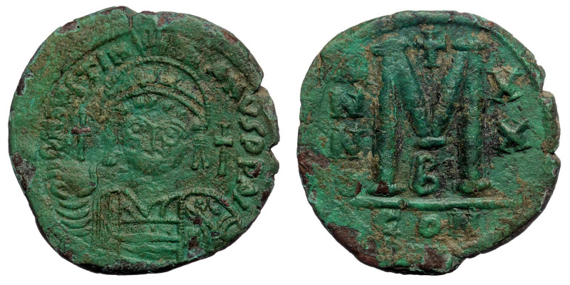 Maurice Tiberius. 582-602. AE Follis ( Bronze. 18.95 g. 33 mm). Constantinople m...