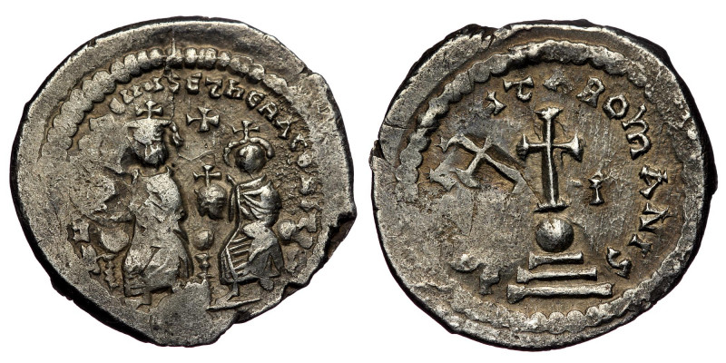 Heraclius with Heraclius Constantine AD 610-641. Struck AD 615-638. Constantinop...