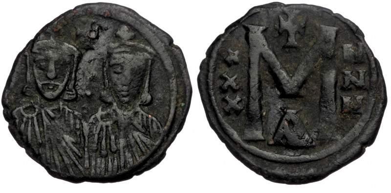 Leo III the "Isaurian", with Constantine V AD 717-741. Constantinople Follis ( B...