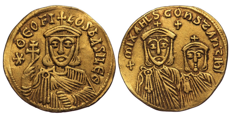 Theophilus, with Constantine and Michael II, 829-842. Solidus (Gold. 4.34 g. 22 ...