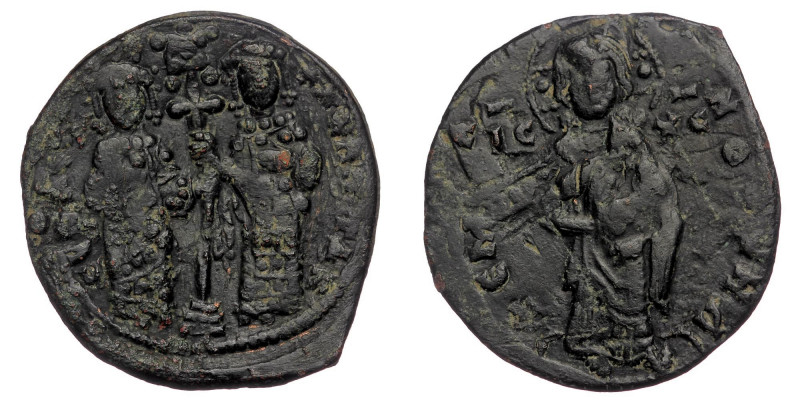 Constantine X Ducas and Eudocia (1059-1067) AE28 follis, Constantinople ( Bronze...