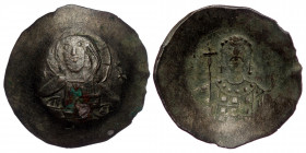 JOHN II COMNENUS (1118-1143) Constantinople, BI Aspron Trachy ( Silver.3.69 g. 30 mm)
Nimbate Christ enthroned facing, wearing pallium and colobium, h...