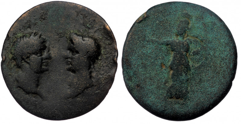 CILICIA, Corycus. Domitian, with Domitia. AD 81-96. AE( Bronze. 8.91 g. 25 mm) 
...