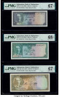 Afghanistan Bank of Afghanistan 2; 5; 10 Afghanis ND (1948) (2); ND (1957) Pick 28; 29; 30d Three Examples PMG Superb Gem Unc 67 EPQ (2); Superb Gem U...