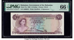 Low Serial Number 52 Bahamas Bahamas Government 1/2 Dollar 1965 Pick 17a PMG Gem Uncirculated 66 EPQ. 

HID09801242017

© 2020 Heritage Auctions | All...