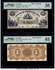 Colombia Banco de Barranquilla 1 Peso ND (1874) Pick S231p1; S231p2 Front and Back Proofs PMG About Uncirculated 50; Choice Uncirculated 63. The Front...