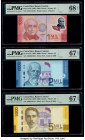 Costa Rica Banco Central de Costa Rica 1000; 2000; 5000 Colones 2.9.2009 Pick 274a; 275a; 276a Three Examples PMG Superb Gem Unc 68 EPQ; Superb Gem Un...