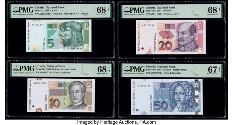 Croatia National Bank of Croatia 5; 10; 20; 50 Kuna 2001 (3); 2002 Pick 37; 38a;...
