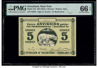 Greenland State Note 5 Kroner ND (1913) Pick 14A PMG Gem Uncirculated 66 EPQ. 

HID09801242017

© 2020 Heritage Auctions | All Rights Reserved