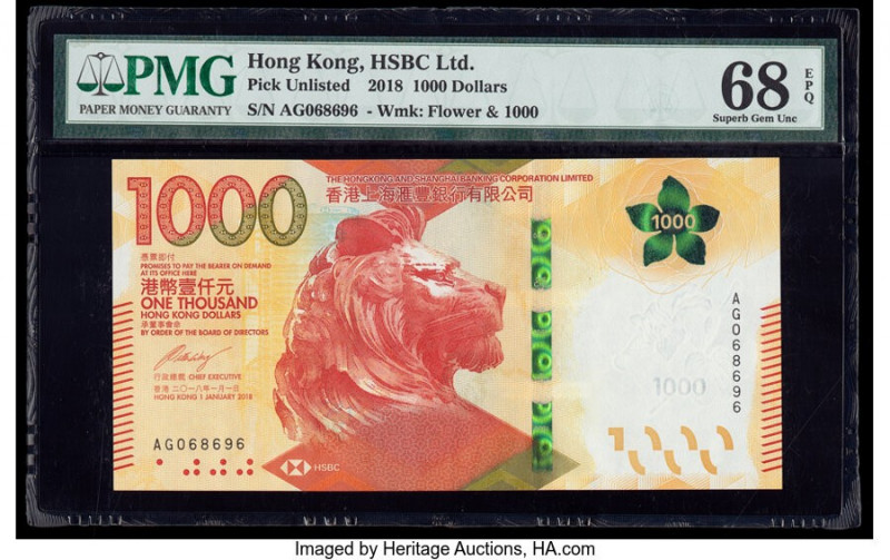 Hong Kong Hongkong & Shanghai Banking Corp. Ltd. 1000 1.1.2018 Pick UNL PMG Supe...