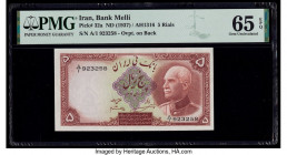 Iran Bank Melli 5 Rials ND (1937) / AH1316 Pick 32a PMG Gem Uncirculated 65 EPQ. 

HID09801242017

© 2020 Heritage Auctions | All Rights Reserved