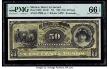 Mexico Banco de Sonora 50 Pesos ND (1899-1911) Pick S422r M510r Remainder PMG Gem Uncirculated 66 EPQ. 

HID09801242017

© 2020 Heritage Auctions | Al...