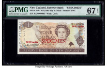 New Zealand Reserve Bank of New Zealand 1 Dollar ND (1981-92) Pick 169s Specimen PMG Superb Gem Unc 67 EPQ. Tied for the highest grade in the PMG Popu...