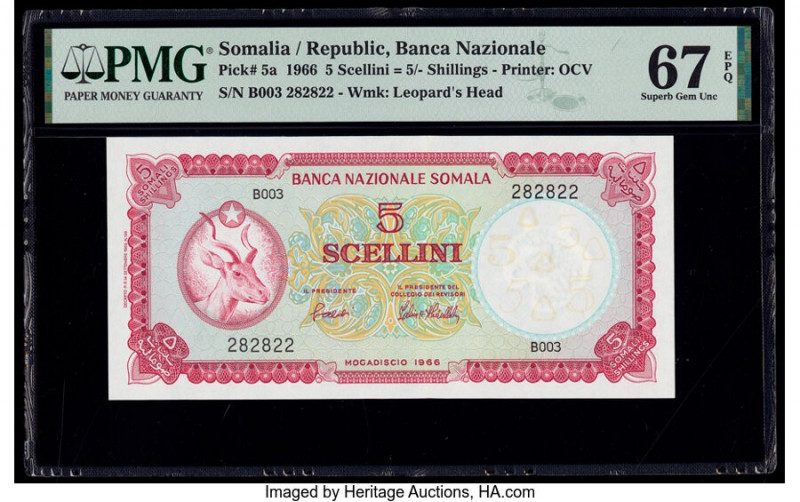 Somalia Banco Nazionale Somala 5 Scellini = 5 Shillings 1966 Pick 5a PMG Superb ...