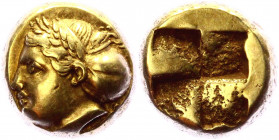 Ancient Greece Ionia Phokaia EL Hekte 478 - 387 BC
BMC 56; Bodenstedt 78; Gold 2.57 g.; Obv: Female head left / Rev: Quadripartite incuse square; AUN...
