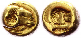 Ancient Greece Lesbos Mytilene EL Hekte 521 - 478 BC
BMC 7-9; Bodenstedt 16; Gold 2.49 g.; Obv: Head of a ram to right; below, rooster feeding to lef...