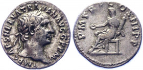 Roman Empire Denarius 100 AD, Trajan
Silver. Weight 3,06 gramm. Obv: IMPCAESNERVATRAIANAVGGERM - Laureate head right. Rev: PMTRPCOSIIIPP - Concordia ...