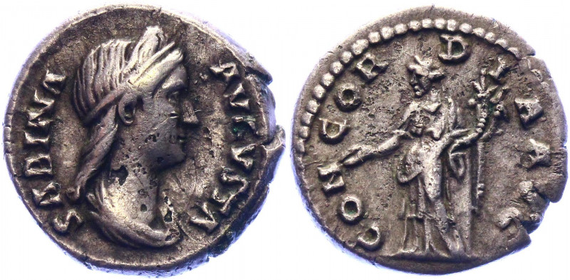 Roman Empire Denarius 136 AD, Sabina
Silver. Weight 3,36 gramm. Obv: SABINAAVGV...