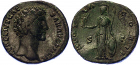 Roman Empire Sestertius 154 - 155 AD, Marcus Aurelius
Copper. Weight 24,69 gramm. Obv: MAVRELIVSCAESARAVGPIIFIL - Bare headed, draped bust right. Rev...