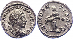 Roman Empire Denarius 222 AD, Elagabalus
Silver. Weight 2,88 gramm. Obv: IMPANTONINVSPIVSAVG - Laureate, draped bust right. Rev: ABVNDANTIAAVG - Abun...