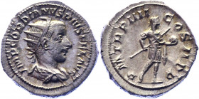 Roman Empire Antoninianus 238 - 244 AD, Gordian III
Silver. Weight 4,19 gramm. Obv: IMPGORDIANVSPIVSFELAVG - Radiate, draped and cuirassed bust right...