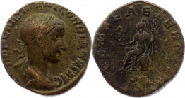 Roman Empire Rome Sestertius Gordianus III 239 AD
Obv: IMPCAESMANTGORDIANVSAVG - Radiate, draped and cuirassed bust right. Rev: ROMAEAETERNAE - Roma ...