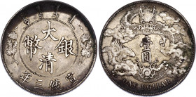 China Empire 1 Dollar 1911 (3)
Y# 31; Without dot after DOLLAR; Silver 26.64 g.; XF; Sold as is. No returns.