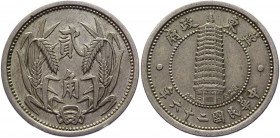 China East Hopei 2 Chiao 1937 (26)
Y# 520; Nickel 6,53 g.; UNC