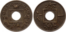 Hong Kong 1 Mil 1863
KM# 1; Victoria; XF+