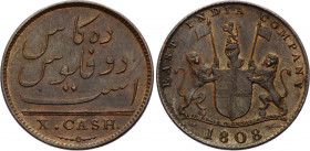 British India 10 Cash 1808
KM# 320; XF+