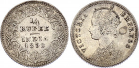 British India 1/4 Rupee 1898
KM# 490; Silver; Victoria; XF