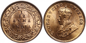 British India 1/12 Anna 1923
KM# 509; Bronze; Mint Luster; BUNC
