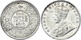 British India 1 Rupia 1919
KM# 524; Silver, UNC. Rare condition.