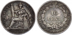 French Cochinchina 10 Centimes 1879
KM# 4; Silver; XF-