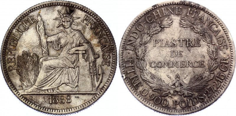 French Indochina 1 Piastre 1888 A
KM# 5; Silver; XF
