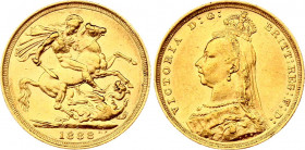Australia Sovereign 1888 S
KM# 10; Sydney. Gold (.917) 7.99 g. AU-UNC, mint luster, rare condition.